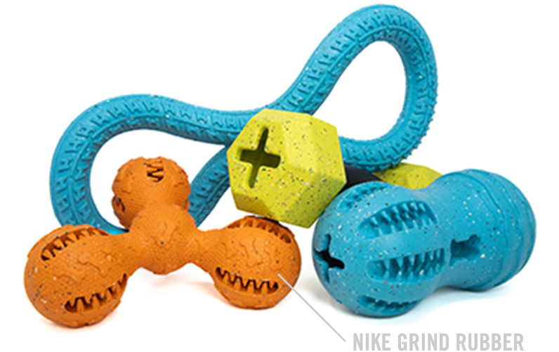 Dog toys with Nike Grind